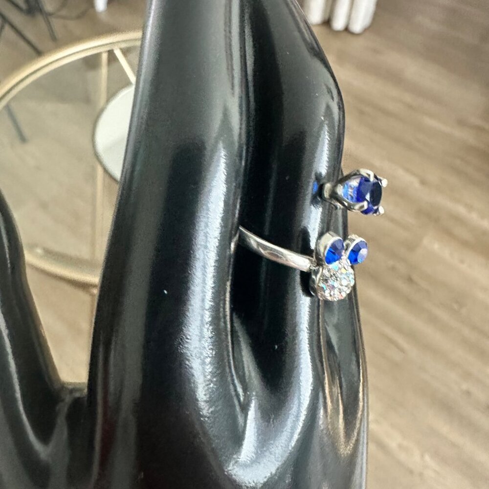 Silver 925 Ring Blue Mickey Mouse Adjustable Zircons Disney Cartoons - Picture 6 of 10